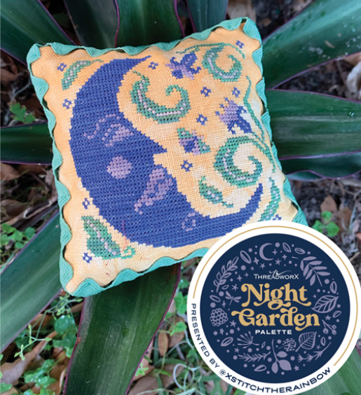 PREORDER Blue Moon Cross Stitch Pattern by Carriage House Samplings Nashville Market Night Garden