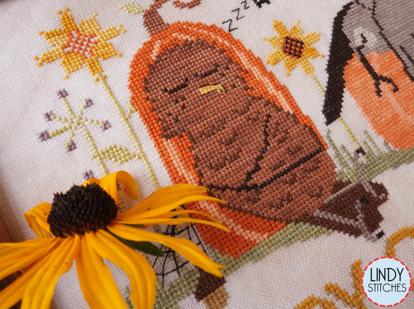 Sleepy Owl Pumpkin Patch Cross Stitch Pattern Lindy Stitches