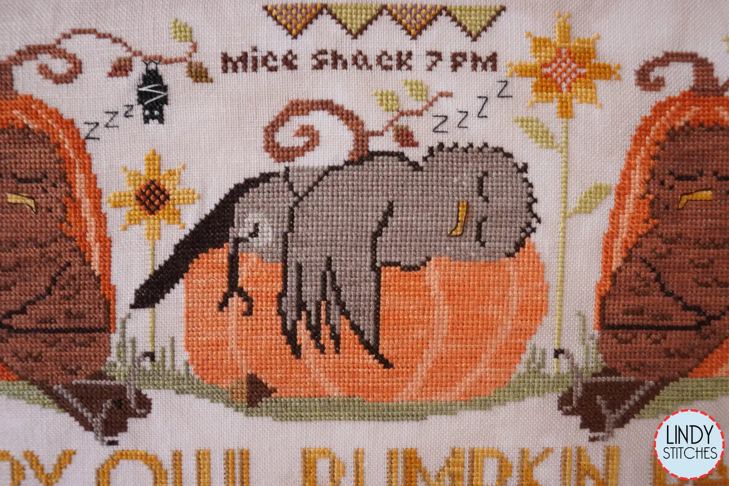 Sleepy Owl Pumpkin Patch Cross Stitch Pattern Lindy Stitches