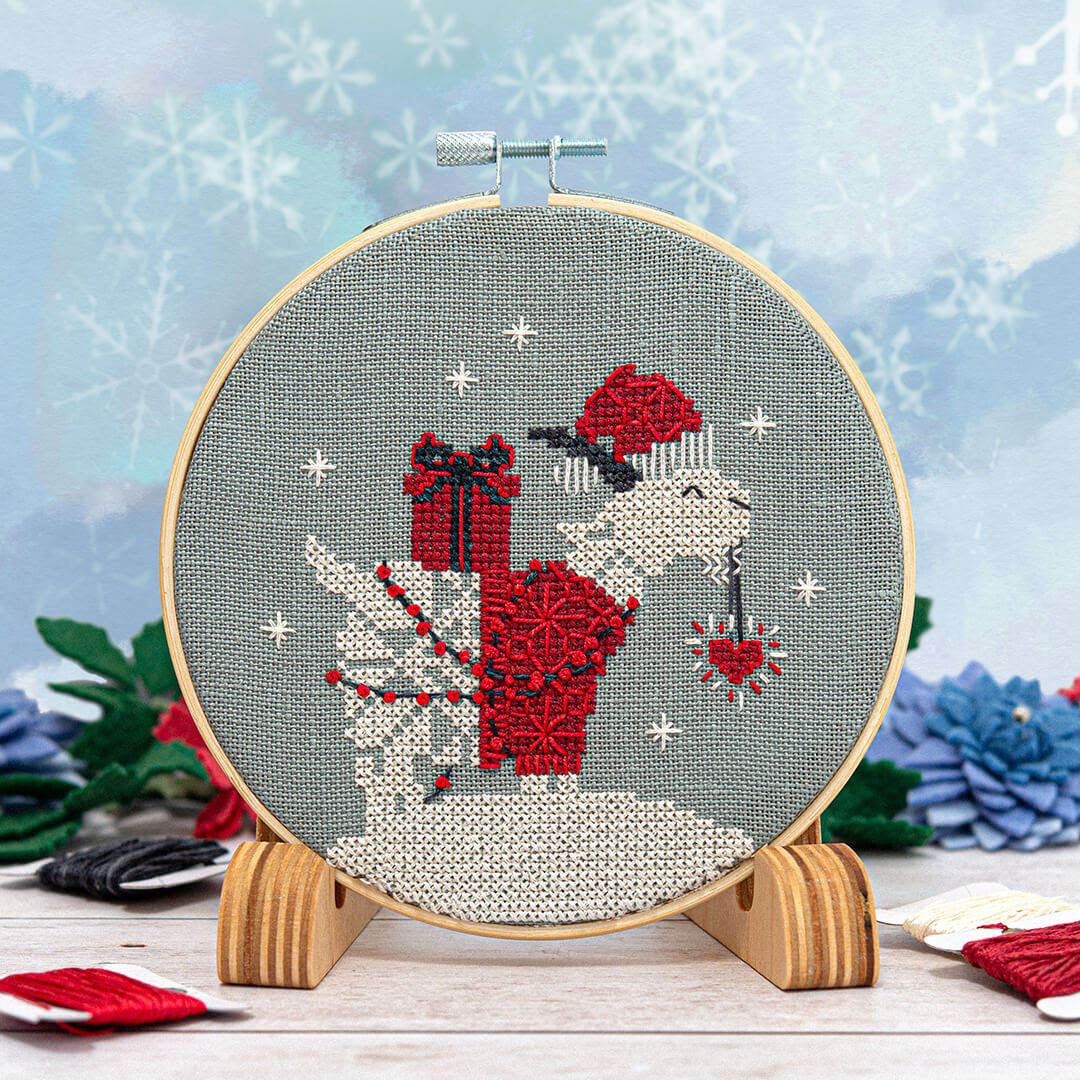 Snowflake Goat Ornament Cross Stitch Pattern by Counting Puddles