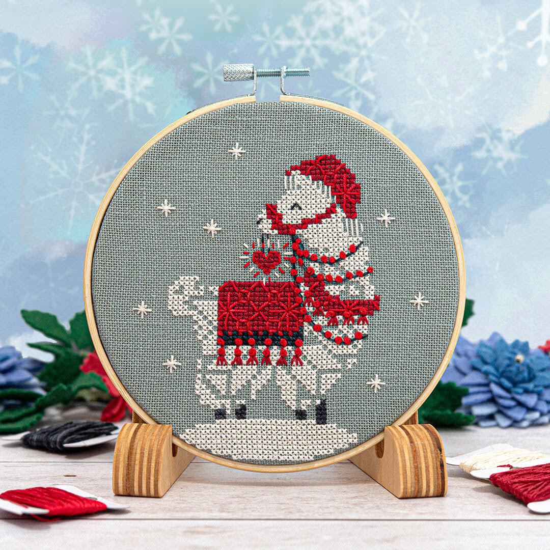 Snowflake Llama Ornament Cross Stitch Pattern by Counting Puddles