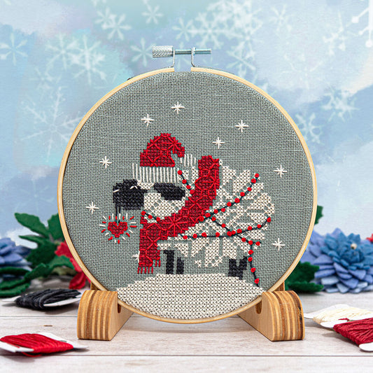 Snowflake Sheep Ornament Cross Stitch Pattern by Counting Puddles