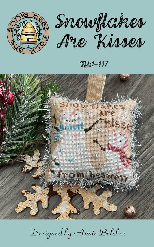 PREORDER Snowflakes are Kisses Cross Stitch Pattern Annie Beez Folkart Nashville Needlework Market