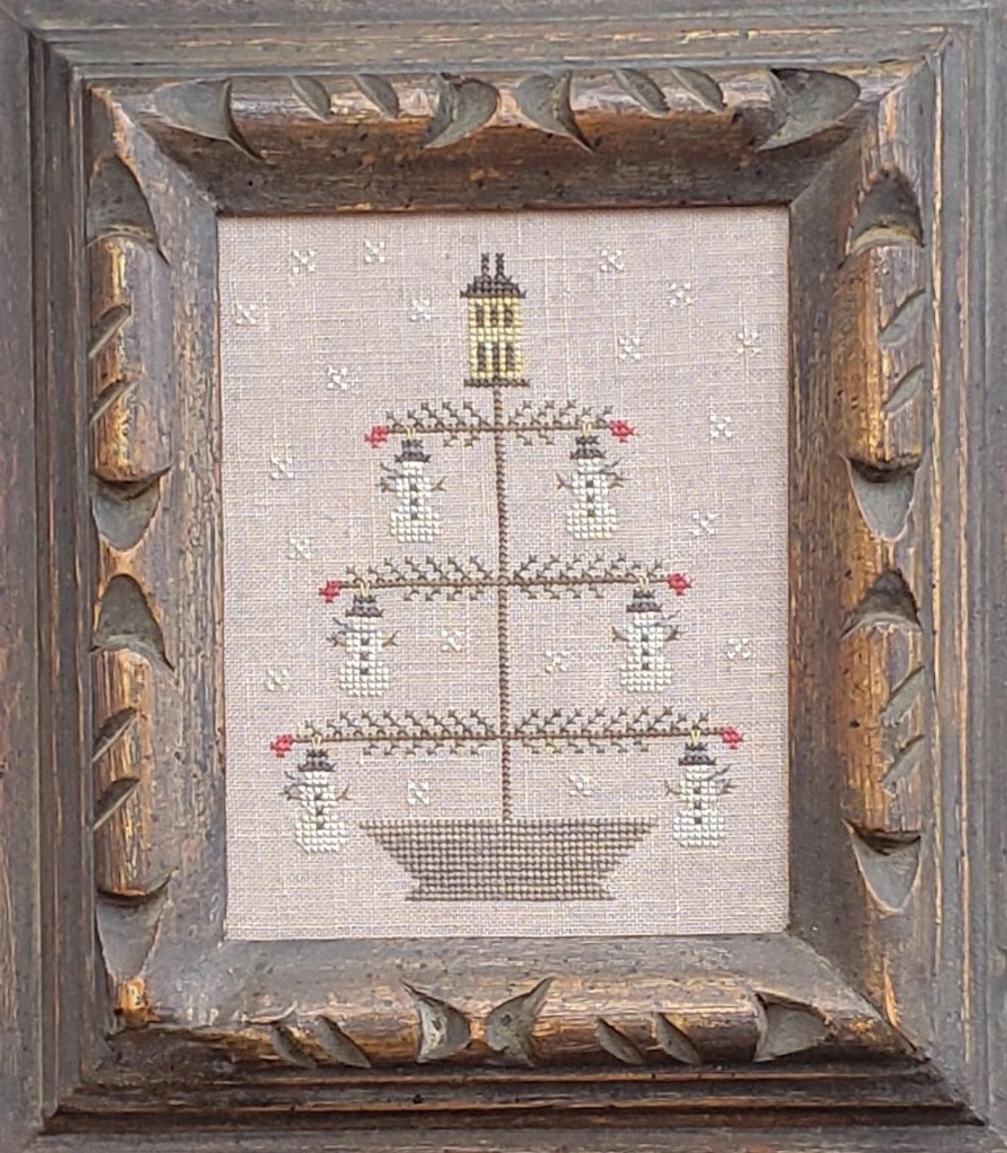 Snowman Feather Tree by Thread Milk Designs Cross Stitch Pattern