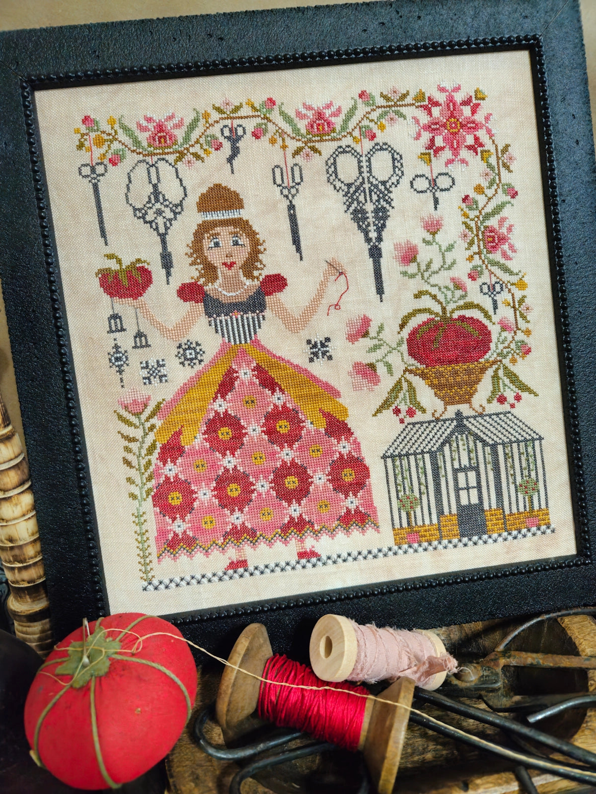 Stitching Maiden Quaint Rose Needlearts Cross Stitch Pattern