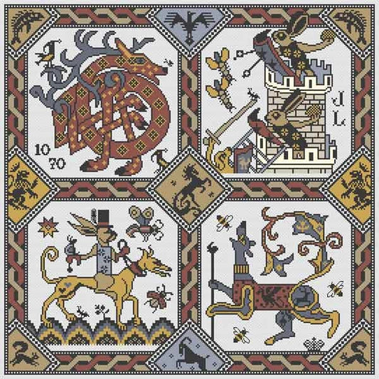 The Siege of Bunny Castle 1070 AD Cross Stitch Pattern by Long Dog Samplers Physical Copy