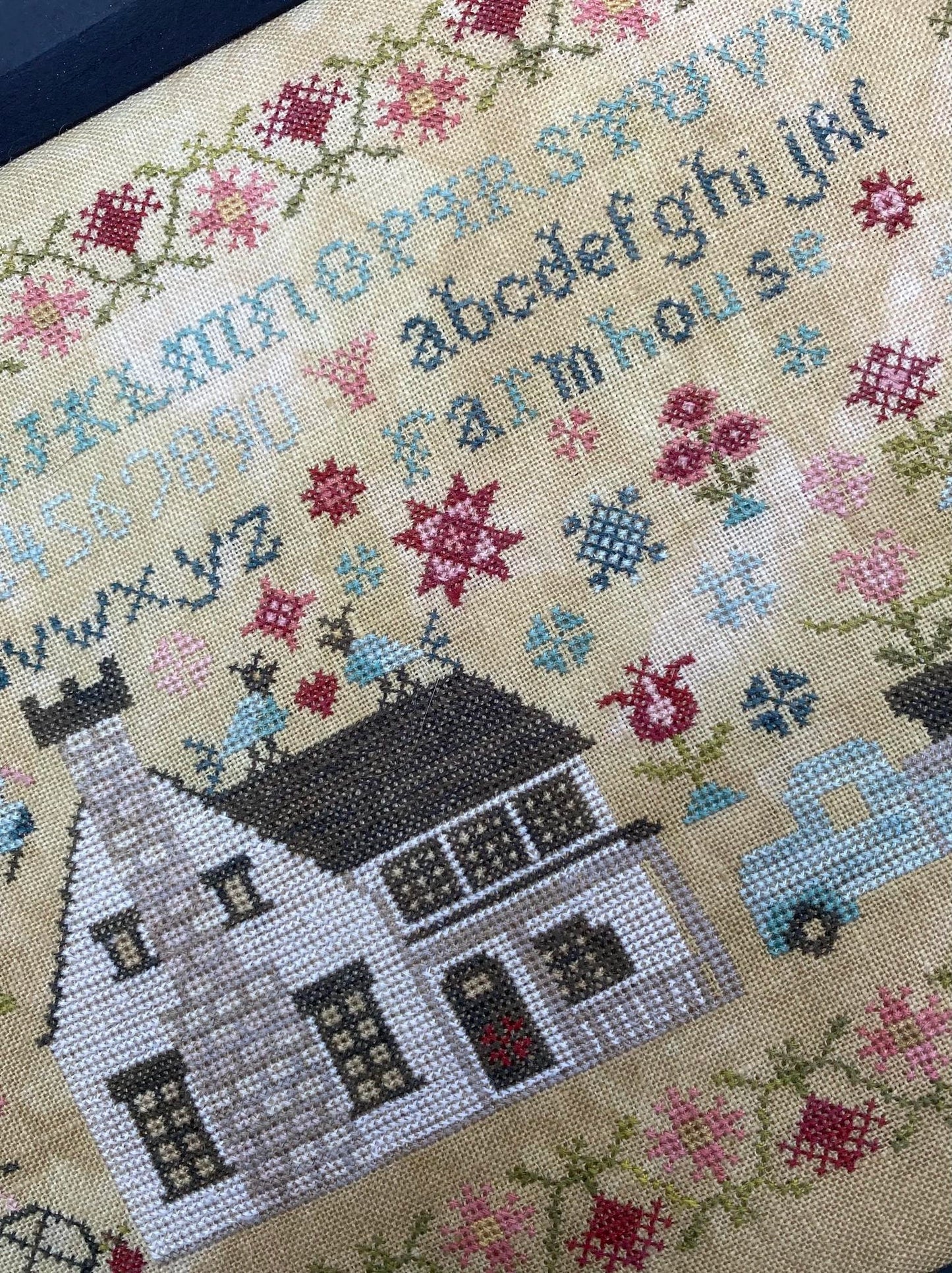 Vintage Farmhouse Sampler Pansy Patch Cross Stitch Pattern