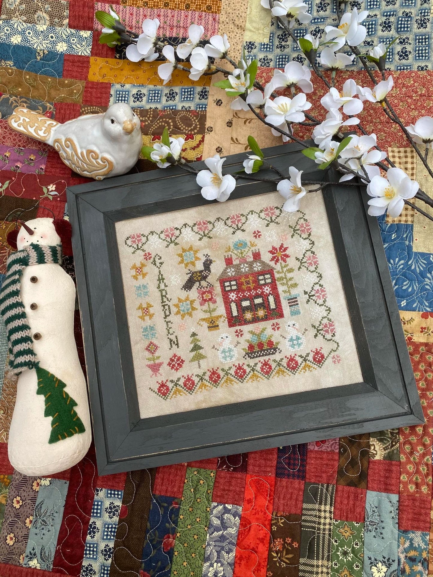 Winter Garden at Cranberry Manor Pansy Patch Cross Stitch Pattern