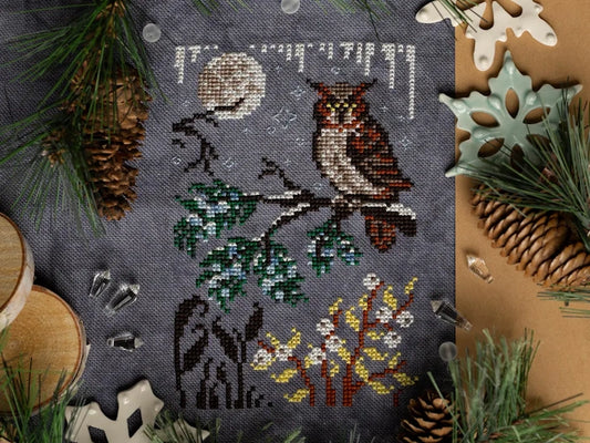 Winter Moon Nature Walk Cross Stitch Pattern by Sprouting Lupine