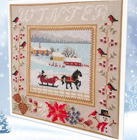 Winter Twin Peak Primitives Cross Stitch Pattern