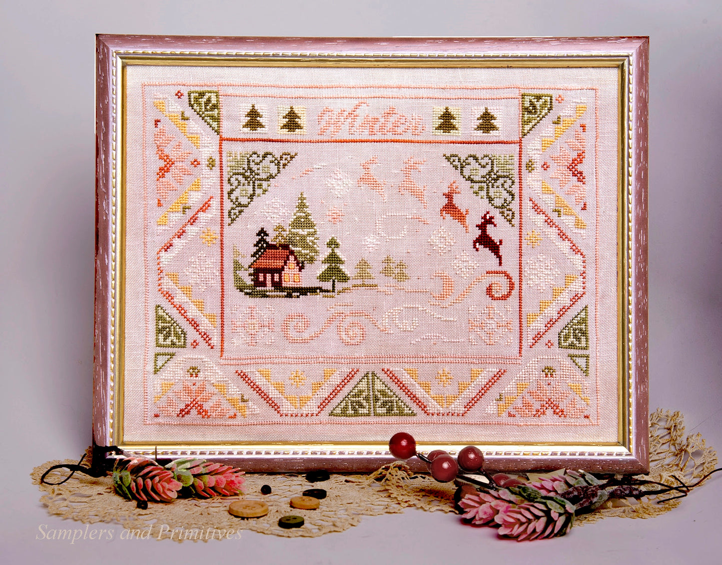 Winter Wind Sampler Cross Stitch Pattern by Samplers and Primitives