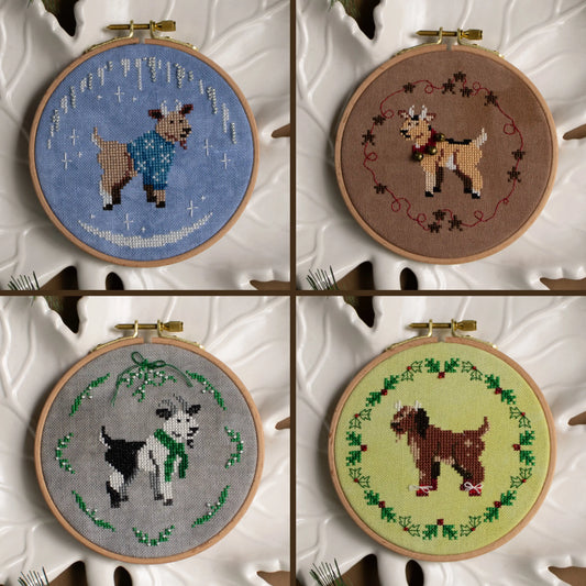 Yuletide Goats by Sprouting Lupine - All Four Cross Stitch Patterns