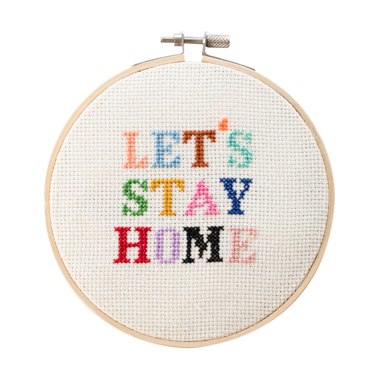 Let's Stay Home Cross Stitch Kit Beginner Friendly