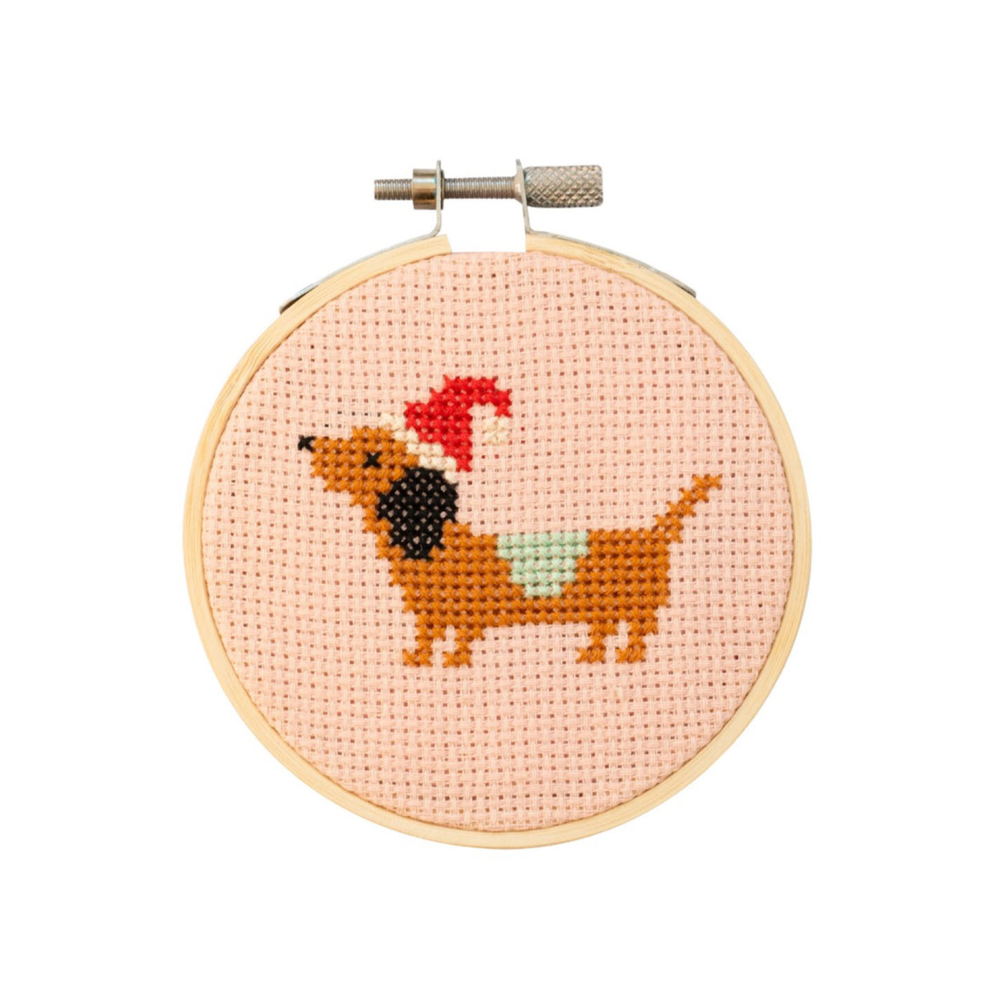 Christmas Dachshund Cross Stitch Kit Beginner Friendly