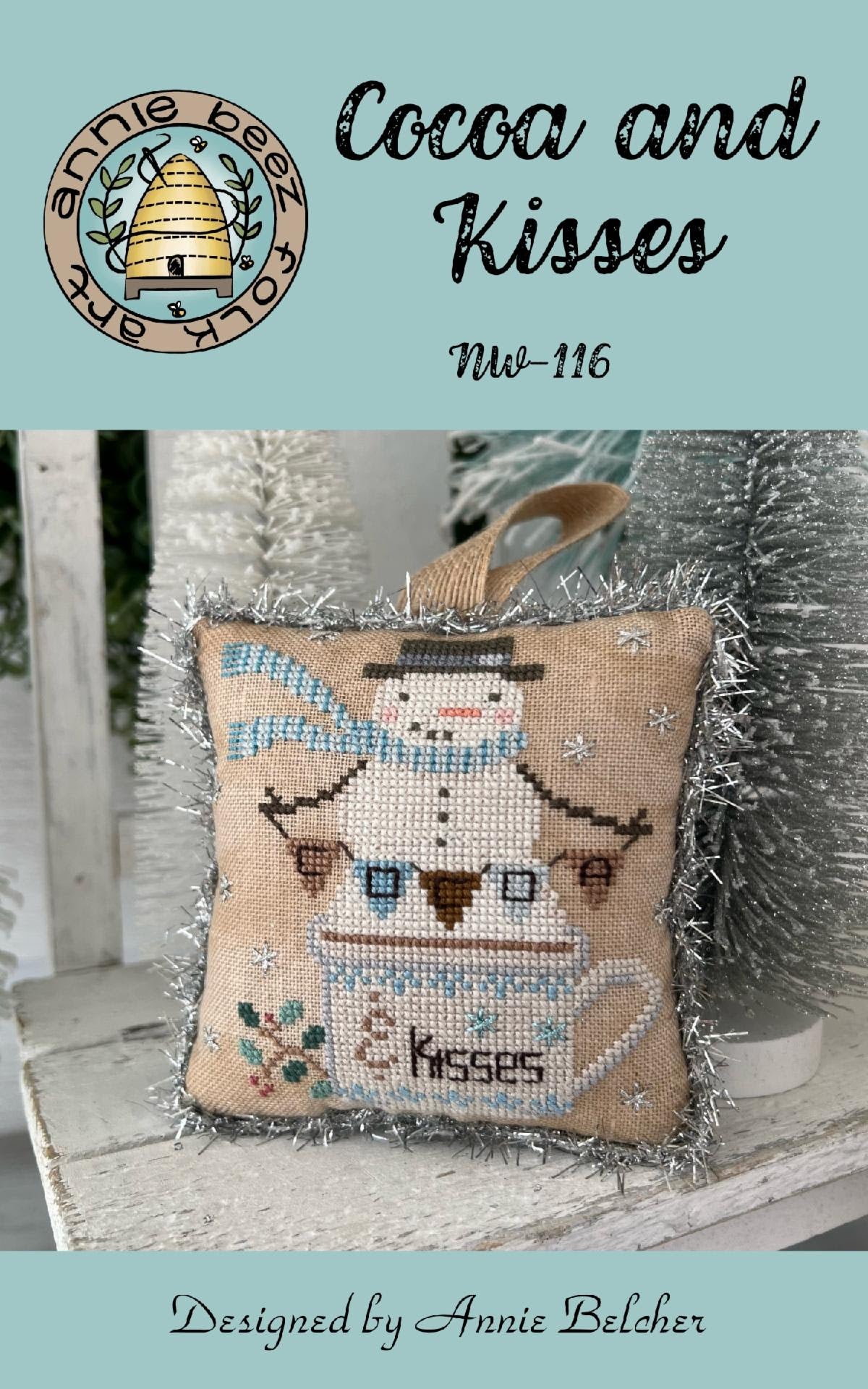 PREORDER Cocoa and Kisses Cross Stitch Pattern Annie Beez Folkart Nashville Needlework Market