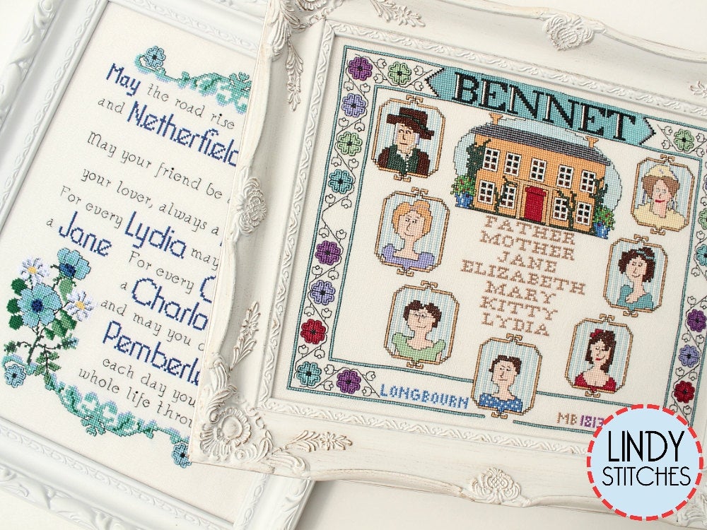 PDF Pride and Prejudice Blessing Cross Stitch Pattern by Lindy Stitches